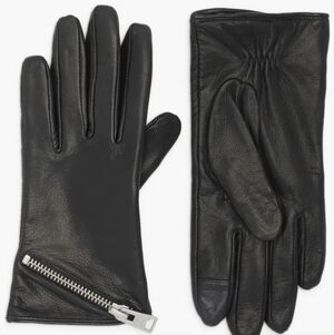 All Saints Asymmetrical Zip Leather Gloves AllSaints Size Small